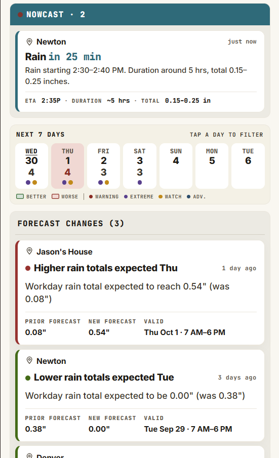DecideWeather Alerts screen
